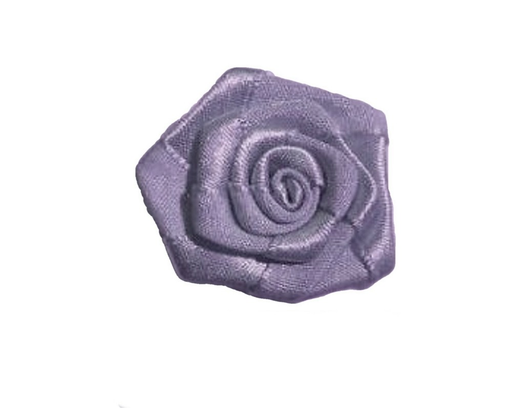 12 lavender satin ribbon large rose 1.25″ appliques