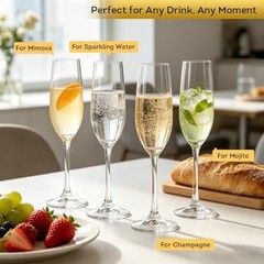 Unbreakable Champagne Glasses – Set of 4 (5oz Each), Made of Shatterproof