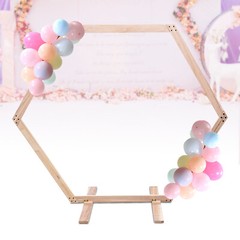 Polygonal Wooden Wedding Arch Flower Frame Backdrop Stand Birthday Venue Arbor