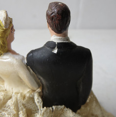 Vintage 1950s Wedding Cake Topper Bride Groom