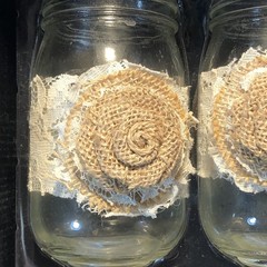 Wedding Glasses Toasting Mason Jars Burlap Lace Rustic