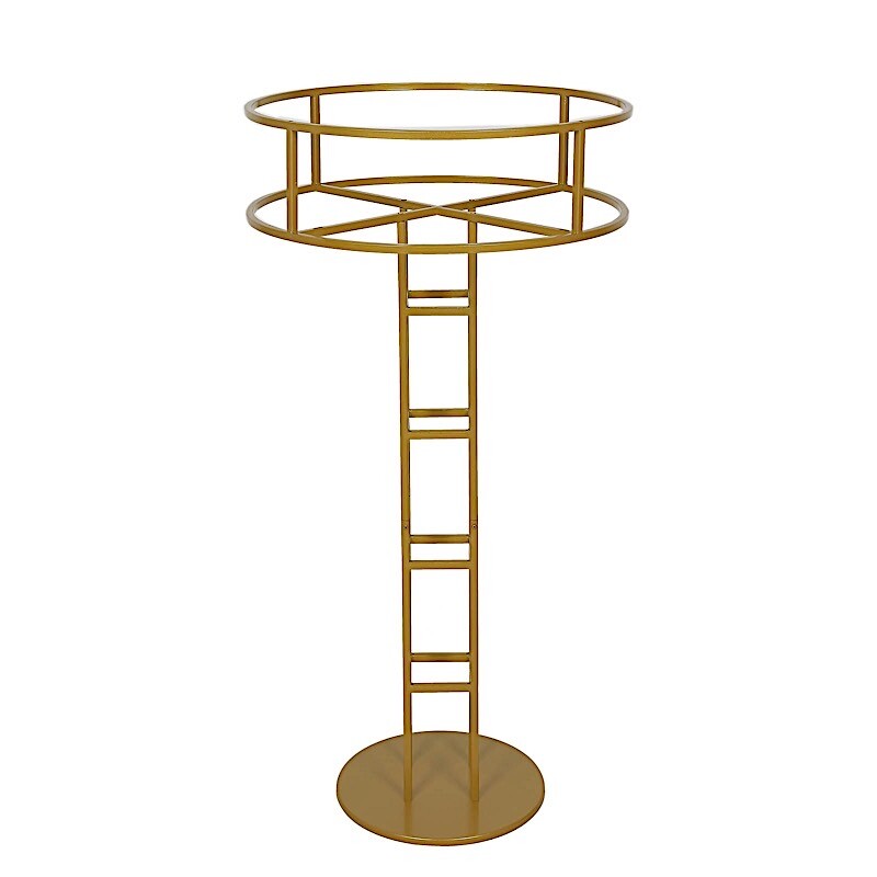 46″ Gold Metal Round Top Flower Stand Pedestal Centerpiece Party Decorations