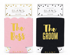 The Boss and Groom Insulated Foam Rubber Coozie Can Cover Set For Wedding Couple