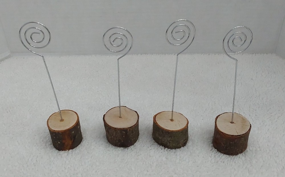 Table Number/Card Holder Metal & Wood Base Set Of 4 Wedding Party Boho Farmhouse