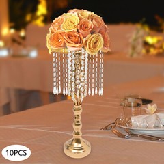 10 Pcs Wedding Crystal Flower Stand Desktop Metal Flower Vase Event Party Decor