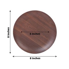 6 BROWN 8″ Round Wood Grain Design Heavy Duty Plastic PLATES Party Decorations