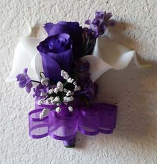 Purple White Rose Tiger Lily Bridal Wedding Bouquet Accessories