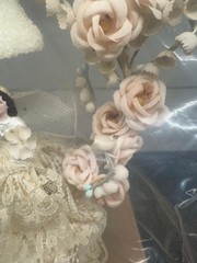 Vintage Deco Wedding Cake Topper Bells, Roses, Lace, Bride & Groom Original Box