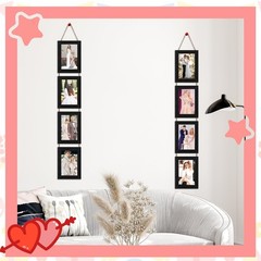4×6 Black Hanging Collage Picture Frames Set of 2, 8 Openings Collage Photo F…