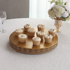 16″ GOLD Metal Fleur De Lis Round Pedestal CAKE STANDS Party Events Decorations