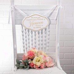 Lillian Rose White Metallic Gold Memorial Wedding Chair Sign, 10″x7.5″