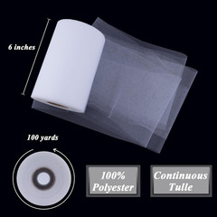 White Tulle Fabric Roll 6 Inch X 100 Yards (300Ft) Mesh Tulle Ribbon for Gift Wr