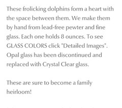 Dolphin Heart Wedding Toasting Glasses Champagne Flute Set Opal Glass pewter HTF