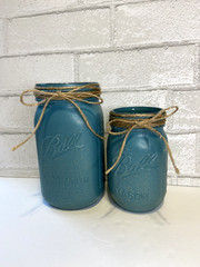 Teal with Gold Glitter Mason Jar Centerpiece