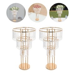 3-Tier Crystal Flower Stand Wedding Centerpieces For Tables 28.3in Tall Pair NEW