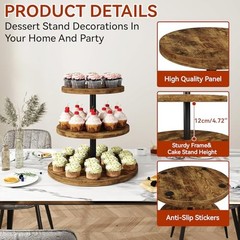 3 Tier Cupcake Stand,Wood Durable Cupcake Tower,Round Serving Display Round-1