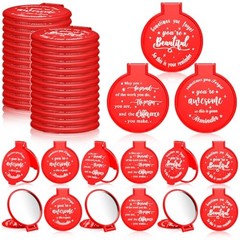 Set of 64 Red Mini Compact Mirrors for Women – Inspirational Small Gifts
