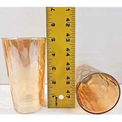 Set 8 Jeanette Hex Optic Iridescent Glasses Carnival Honeycomb Marigold Bareware