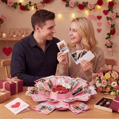 Koogel Explosion Gift Box, Surprise Picture Love Box Pink Medium,