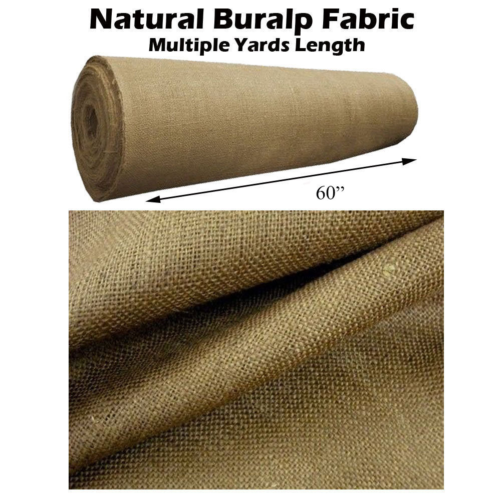 NATURAL BURLAP PREMIUM VINTAGE JUTE FABRIC 60 » WIDE UPHOLSTERY 10 OZ BY YARD