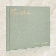 Simply Sage Wedding Guest Book for Reception Linen Sign In Book