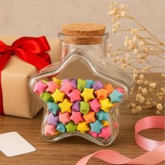 200ml Star Shaped Glass Jar with Cork Lid – Clear Decorative Bottle Star