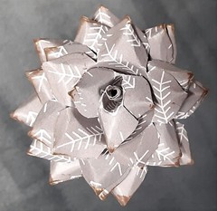 Handmade Paper Flower on stem (Gray Pattern No.5) for Wedding, St. Valentine’s