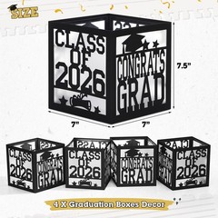 Graduation Table Centerpieces Boxes 2026 Congrats Grad Decor small, Black