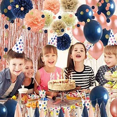 68 Pack Confetti Latex Balloons, 12 inch Birthday Balloons Navy Blue Rose Gold