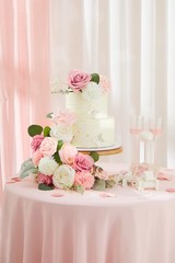 Fake Roses, Wedding Centerpieces, Table Chair Decor, Blush Pink White