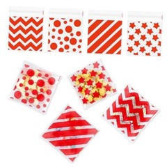 Christmas Cellophane Treat Bags, 100 Pcs Xmas Cookie Goodie Bags with Seal, Red