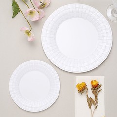 10 pcs Plastic WHITE with Basketweave 7″ PLATES Disposable Party Wedding SALE