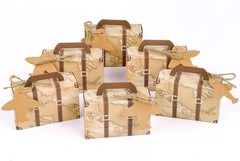 50PCS Mini Suitcase Favor Boxes, Party Favor Candy Box Vintage Kraft Paper Gift