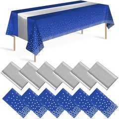 12 Pack Blue and Silver Tablecloth Table Runner 12 Pack,