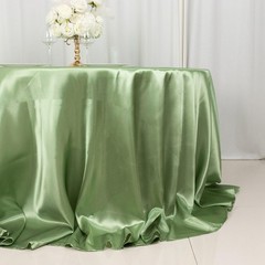 Balsa Circle Sage Green Satin Round Tablecloth 132 132″ (Round),