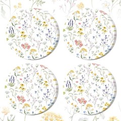 30 Pcs Spring Floral Disposable Placemats, Round Paper Placemats for Table