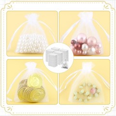 1000 White Organza Gift Bags 4×6 Inches – Drawstring Pouches