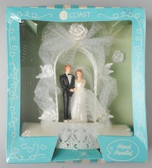 Vintage Coast Wedding Cake Topper Bride & Groom Hand Painted NEW in Box 60s READ