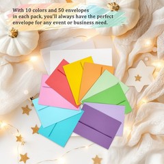 Slapaflife 50 Pack 5×7 Envelopes, Colored Self-Seal inches,