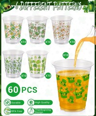 60 Pcs St Patrick’s Day Plastic Cups, 12oz St. Patrick’s Day Party Cups, St.