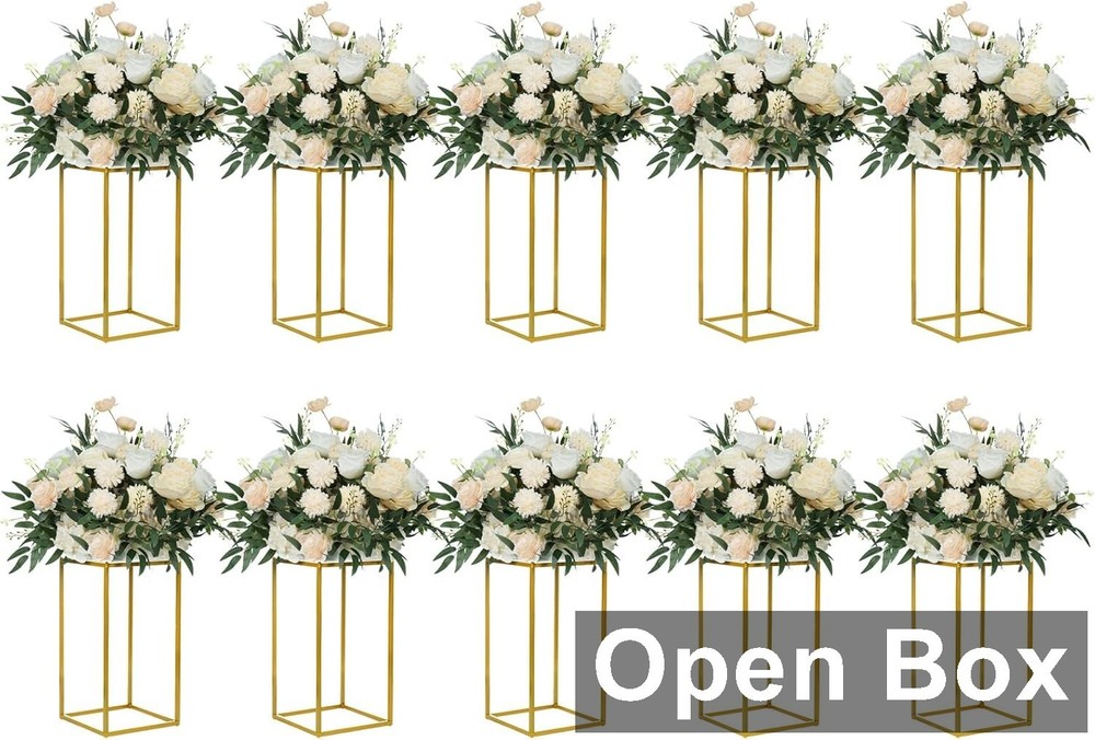 Yallove 10 Set, 15.75″ Metal Wedding Flower Stands, Gold NEW