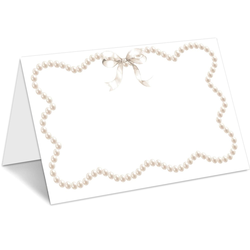 25 PCS Pearl Place Cards Name Table Setting Tented Food Bridal Shower 07 Model
