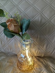 Set of 12 -Centerpieces table decor with Lights /Amber Vases- New