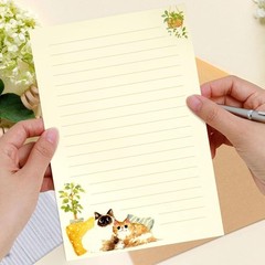 36 PCS Writing Paper and Envelopes Set, Warm Cute Cat Themed Yellow