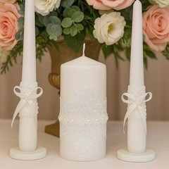 Unity Candle Set for Wedding Ceremony & Reception – 6” Pillar & Two