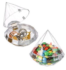 6 Pack Clear Favor Boxes, Diamond Shape Candy Boxes, 3 x 3 Inch Clear