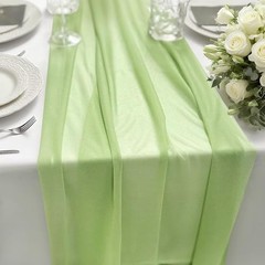 Chiffon Table Runner 10FT 28 x 120 Inch, Elegant Dining 10ft x 1pcs Sage Green