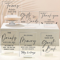 6 Pcs Clear Acrylic Wedding Signs for Reception and Ceremony 5» x 7» Wedding S