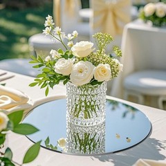 10 Pack Round Mirrors for Centerpieces, 10inch Circle 10inch/25cm, SILVER