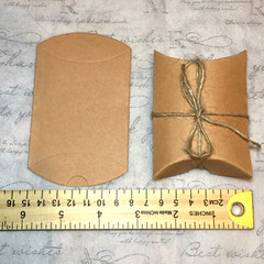 50 Kraft Pillow Box / Small Brown Kraft Pillow Box W Jute Twine Bx-242